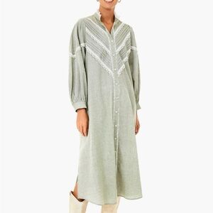 Pomander Place Green Lace-Trimmed Dress